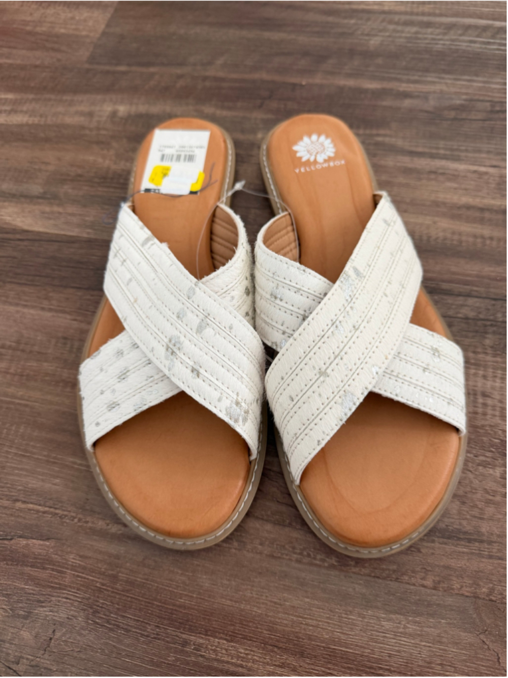Yellow Box Sandals Size 10 White and Silver